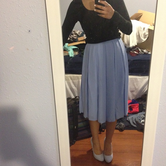 Baby Blue asos pleated midi skirt