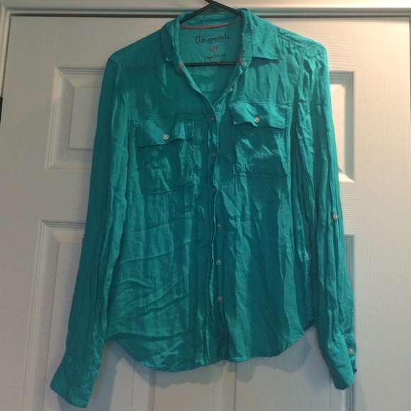 Teal button up shirt