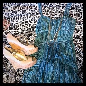 AE Teal Tribal Print Dress
