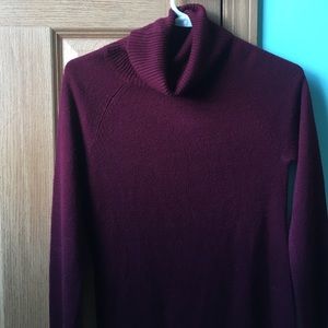 maroon sweater dress with turtleneck