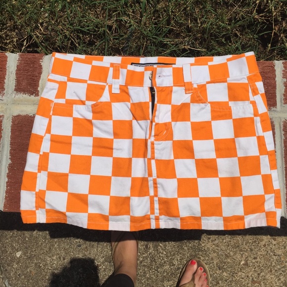 Orange and white checkered skirt Clearance