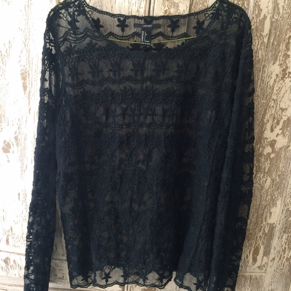 LACE LONG SLEEVE BLOUSE FOREVER 21 SIZE LARGE
