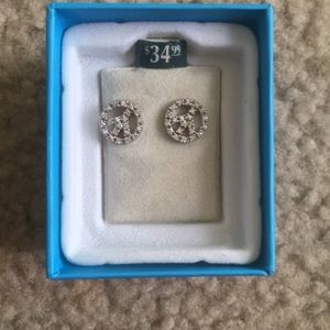 Brand 🆕 24K White Gold Peace Earrings