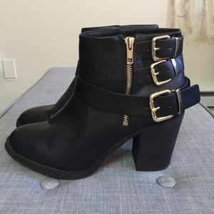 Black Gold Buckle Booties