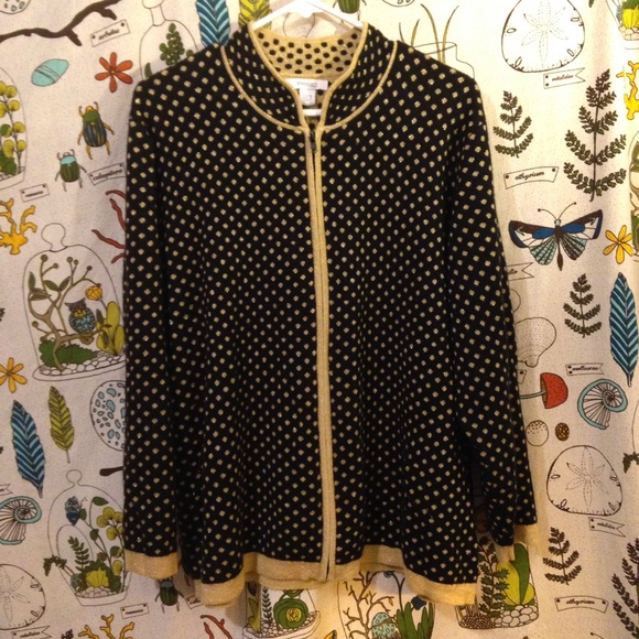Black & Gold Polkadot Zip Cardigan