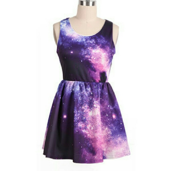 Pink and Purple Galaxy Space Skater Dress