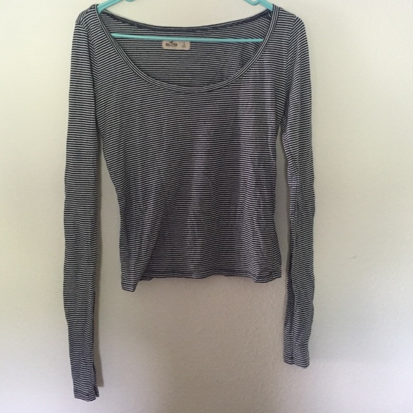 Hollister Striped Long Sleeve Scoopneck Size Large