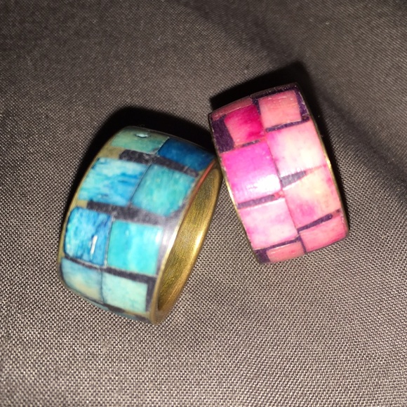 Jewelry - Set of pink and turquoise rings