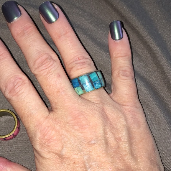 Set of pink and turquoise rings - Picture 2 of 3