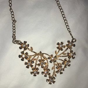 gold flower tree branch necklace