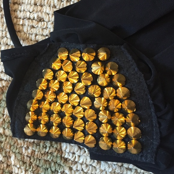 Black dress with Gold Studded Shoulders- size S - Picture 2 of 3