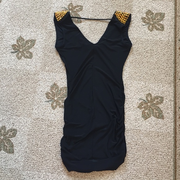 Black dress with Gold Studded Shoulders- size S - Picture 3 of 3
