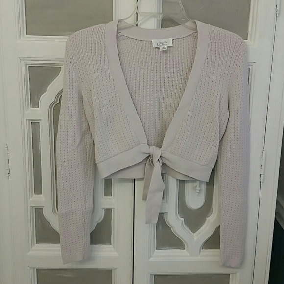 Ann Taylor Loft Cropped Tie Front Cardigan