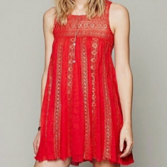 Free People Dresses & Skirts - Free People Red & Gold Dress