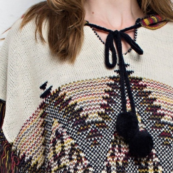 Sweater Poncho Top- IVORY - Picture 3 of 4