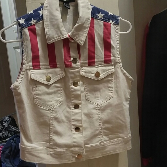 American flag jean vest
