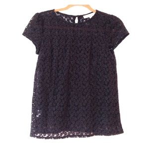 Sheer black flowery embroidered t shirt