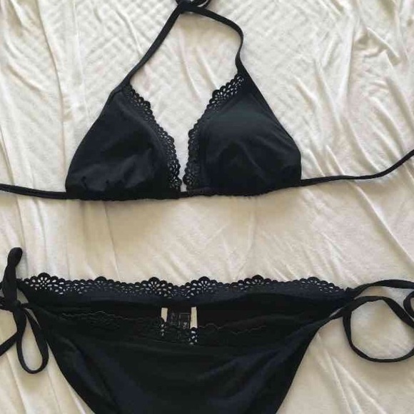 BCBG black flower bikini