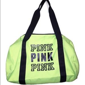 PINK Neon Yellow-Green Duffel Bag