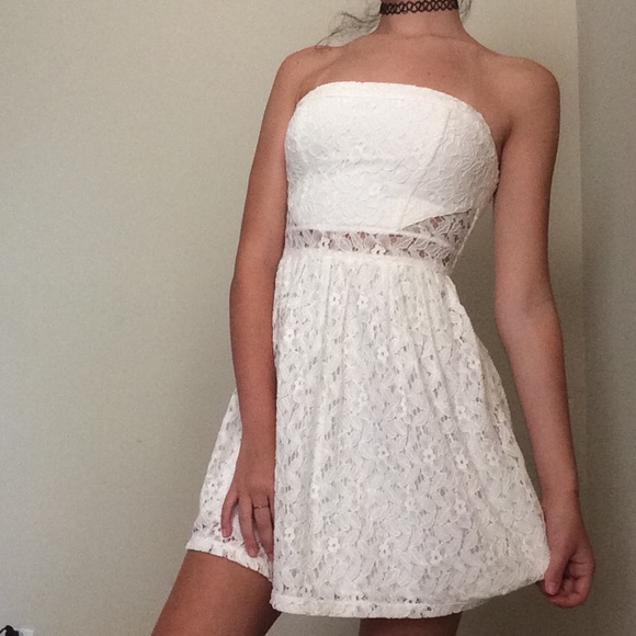 Strapless Lace Cutout Mini Dress