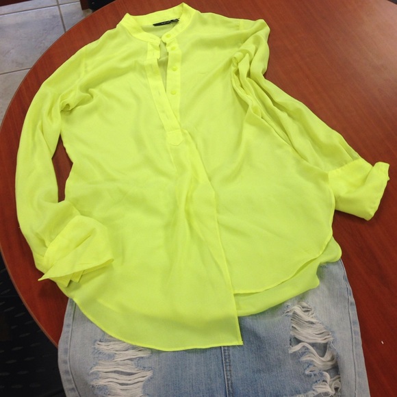 Neon Yellow sheer tunic