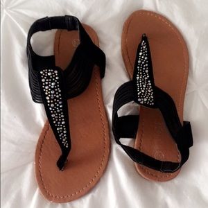 Black and Tan stud sandals