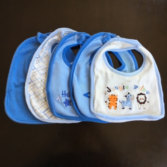 Five baby boy bibs
