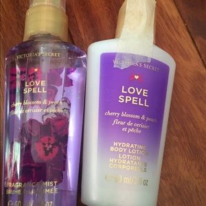 Victoria's Secret body spray and lotion Love spell