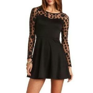 💲⬇Polka Dot Mesh Skater Dress