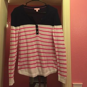 Lilly Pulitzer hot pink and navy sweater