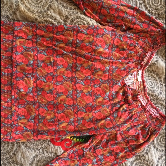 Red floral lucky brand top