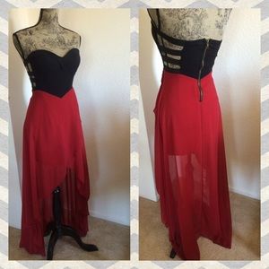 Black and Red Asymmetrical Dress