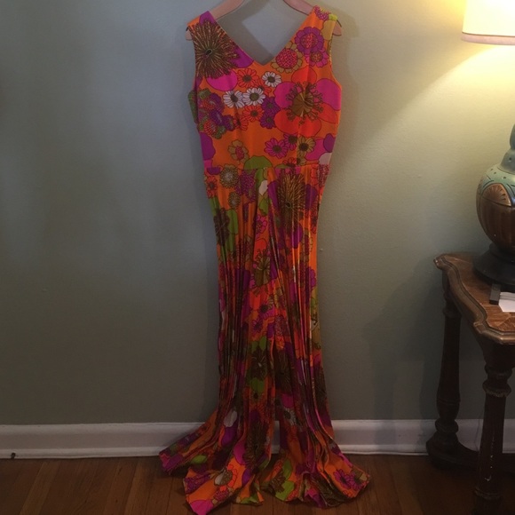 Vintage floral wide leg jumpsuit