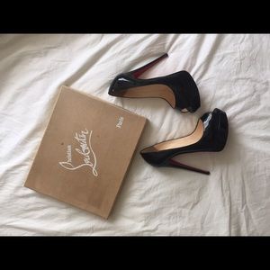 Christian Louboutin black patent peep toe