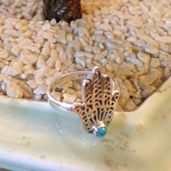 Vintage 925 turquoise Hamas ring - Picture 2 of 4