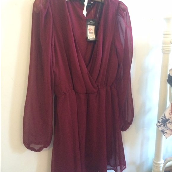 Dresses & Skirts - Chiffon Maroon Wrap Work Formal Dress