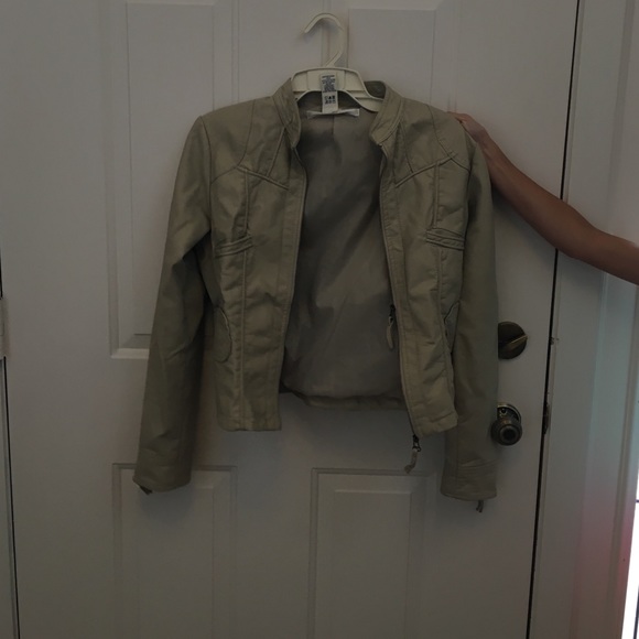 Beige leather jacket