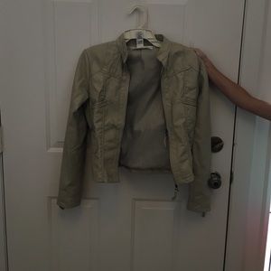 Beige leather jacket