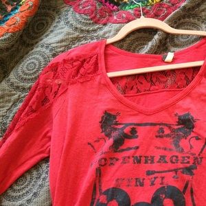 We the free- free people long sleeved lace shirt