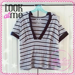 2X GLITTER HOODIE STRIPE T-SHIRT BLACK GRAY SILVER