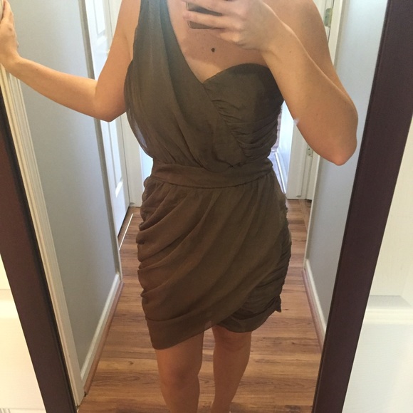 Elegant taupe formal dress