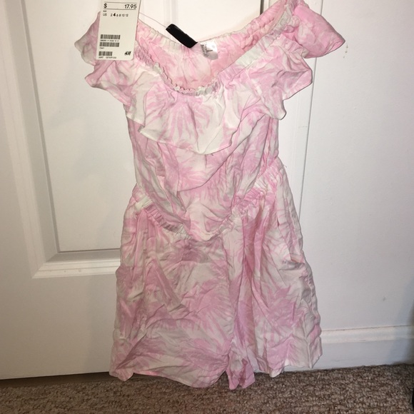 Pink Palm tree romper