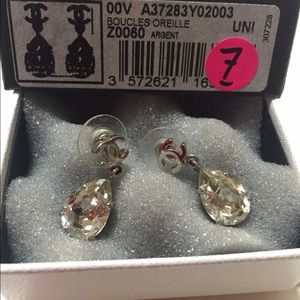 Chanel crystal tear drop earring