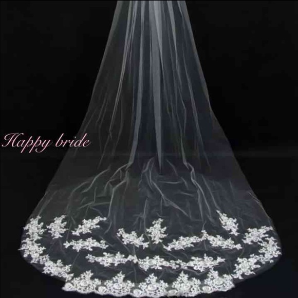 NWOT Stunning Cathedral Lace Edge Veil