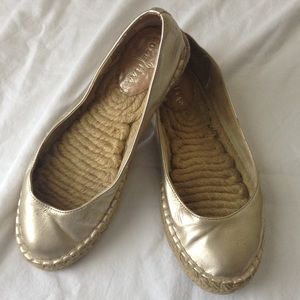 Gold Cole Haan espadrille flats