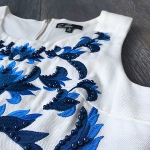 Pleated + Beaded Linen Dress