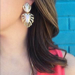 Kirby Gold Statement Earrings in White Iridescent