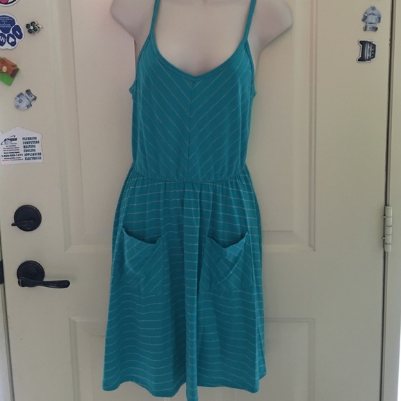 Medium turquoise&gray stripe Charlotte Russe dress