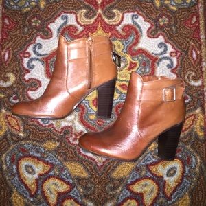 Brown Leather High Heel Booties