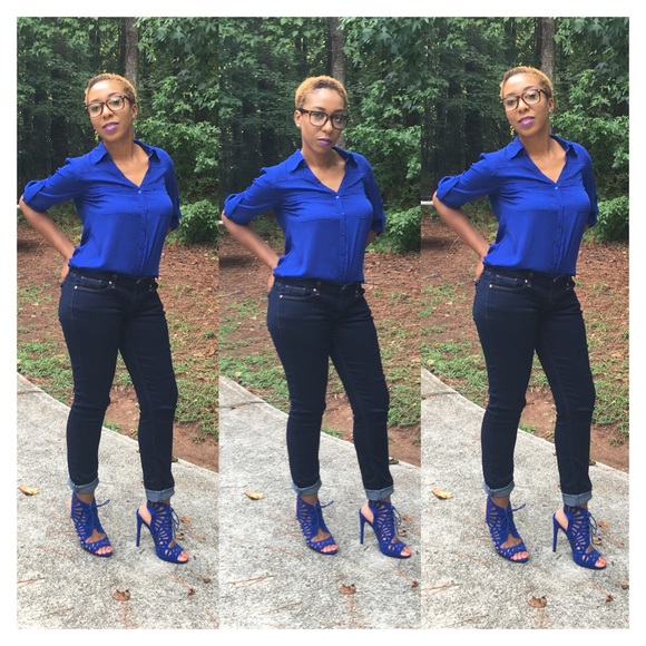 Cobalt Blue Caged Heels - Picture 4 of 4